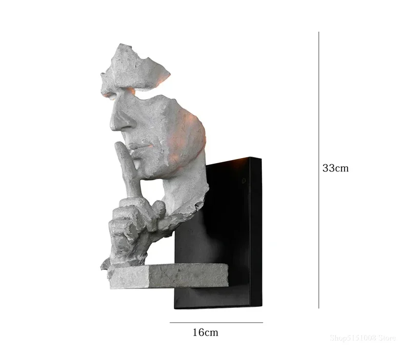 Description Picture 5 of itemloft face wall lamp decor salon wall lamps creative retro led light For home decor light art bar aisle indoor lighting Fixtures