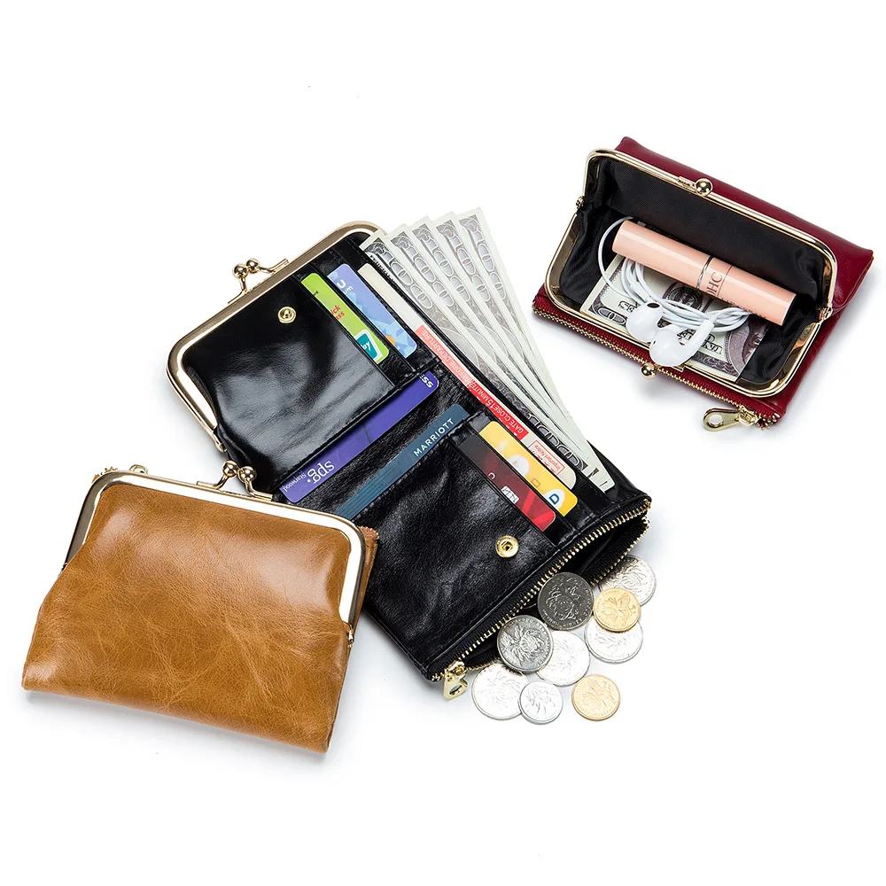 Genuine Leather Wallet for Women Luxury Designer Short Bifold Small Women\'s Purse Card Holder with Coin Pocket Clutch Money Bag
