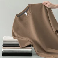 1pcs Men Summer T-Shirt Man Short Sleeved Waffle Solid T-Shirt Male Solid Color Casual Tee Round Men’s Round Neck Fashion Top