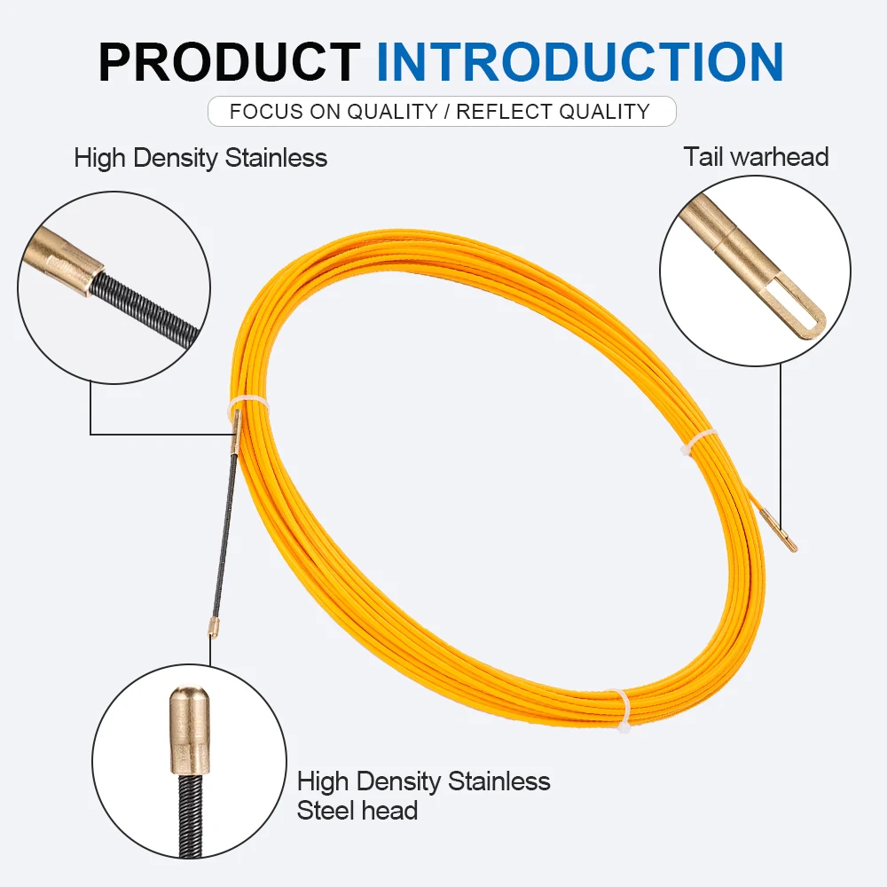 Fiberglass Cable Puller Wall Wire Conduit Fish Tape Cable guide Electrician Pushing Tape 3mm 5M/10M/20M/30M/50M cable puller