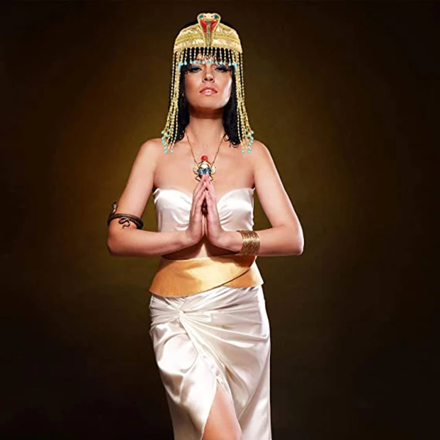 Costume Egiziano Completo: Copricapo Cobra, Collana E Bracciale Stile Faraone - Perfeetto Per Halloween E Feste A Tema