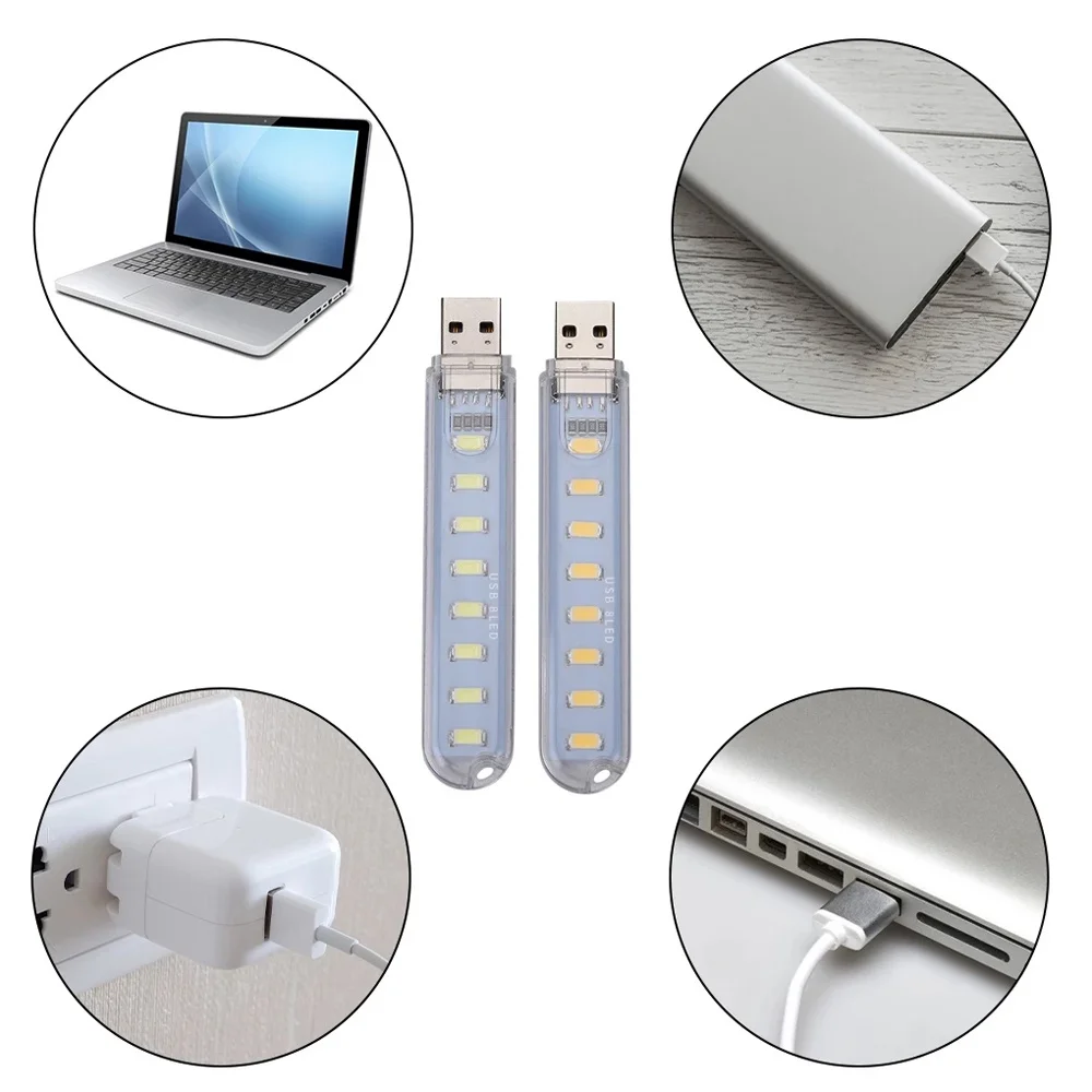 LED Light Night Light Book Light Mini Night Light Mini LED Light Mini Portable USB Night LED Lamp 8 LEDs Super Bright Night Book Lights x Reading Light For USB Power Bank PC Laptop Notebook