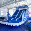 Free air shipping Giant blue Inflatable double Water Slide Dolphin Pool Slide Inflatable bounce house With Pool For Adult kids 1