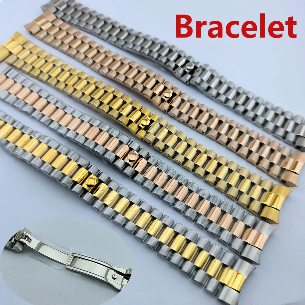 

Stainless Steel Watchbands Bracelet 20mm for Presidential Bracelet Women Men Silver Solid Metal Watch Strap Accessorie