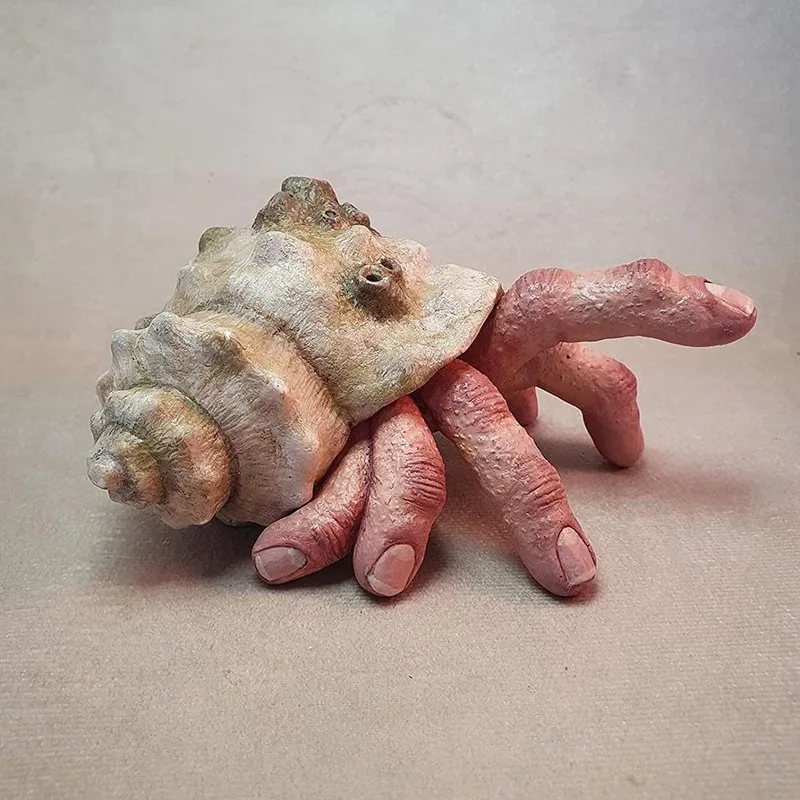 

Finger Crab Statue Fingercrab Creepy Weird Realistic Horror Wave Textured Snail Resin Model Desktop Home Ornament Accessories