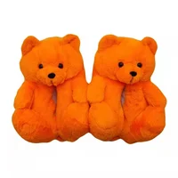 Cute Teddy Bear Plush Winter Slippers Wrapped in Heels Fun Indoor Floor Shoes Women's Gift Warm and Soft Cartoon Plush Animal Sl 2