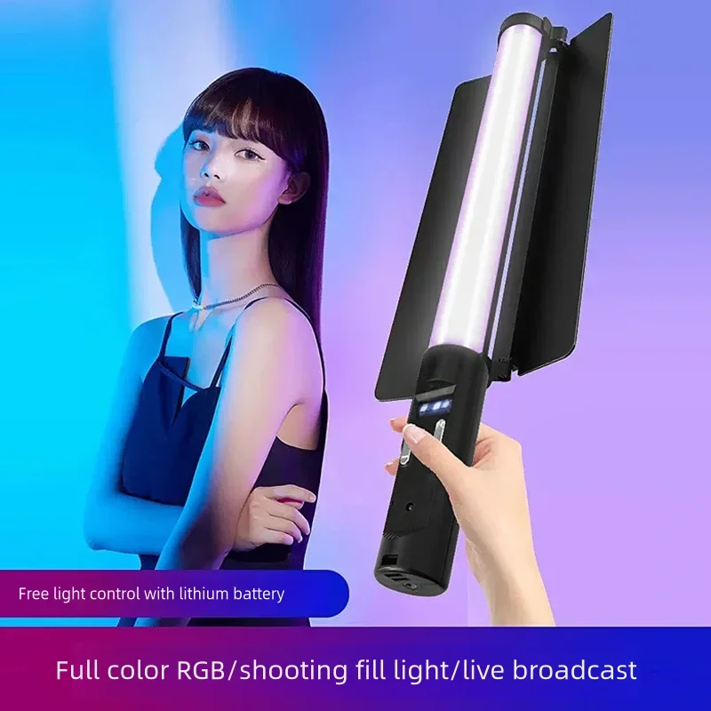 RGB 사진 비디오 라이트 스틱 완드 파티 다채로운 LED 램프 필 라이트, 휴대용 플래시 스피드 라이트 조명, 삼각대 스탠드 포함