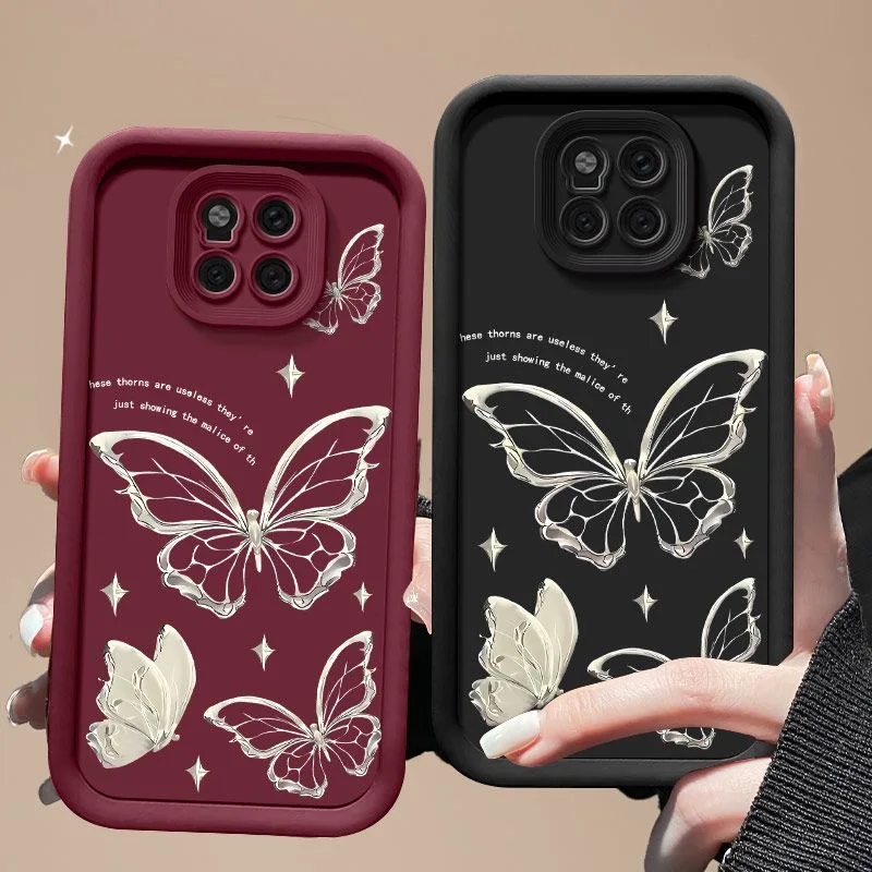 Silver Butterfly Cartoon Multistep Soft Phone Case with Lanyard