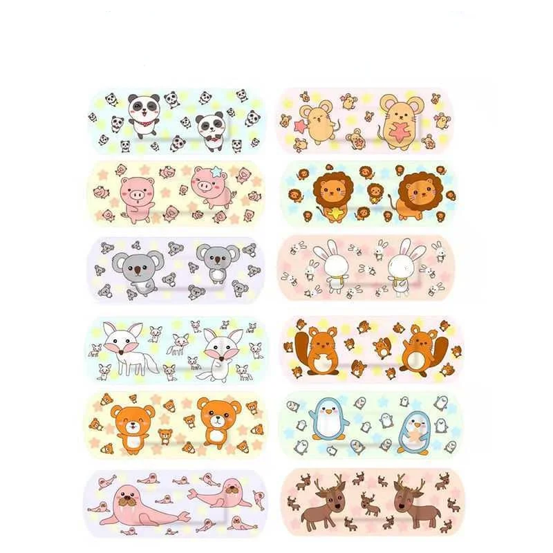 100pcs/120pcs Cartoon Kawaii Band Aid Animal Prints Kids Wound Plaster  Strips Breathable Skin Patches Adhesive Bandages 3