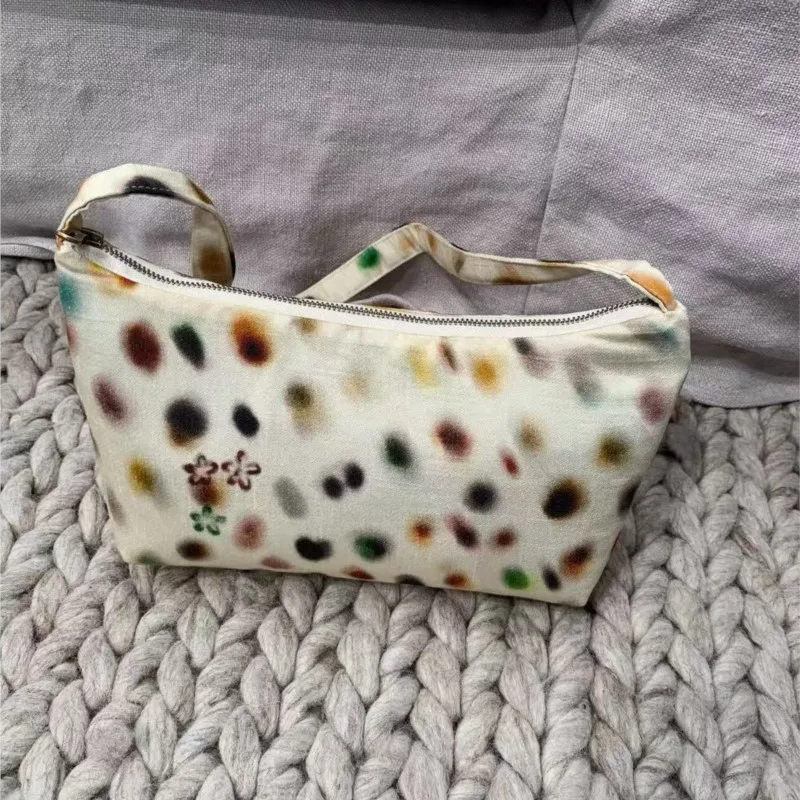 Pastel Yellow Colorful Polka Dot Underarm Bag Women Leather Large Capacity Shoulder Bags Ladies Commuter Versatile Handbag 2025
