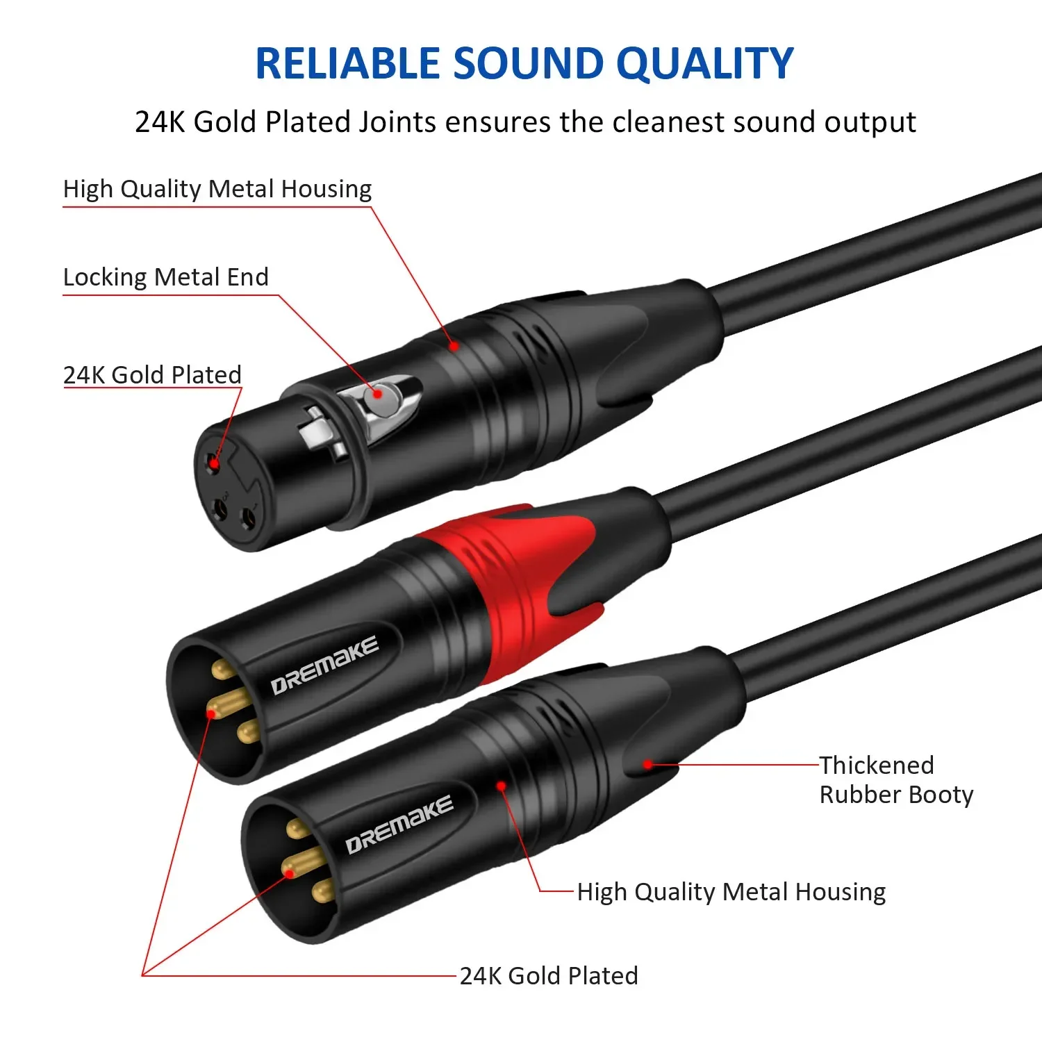 DREMAKE 뷱 XLR-XLR Y-ø ̺, XLR - XLR   ũ , Y-̺ 2 XLR-1 XLR ÷