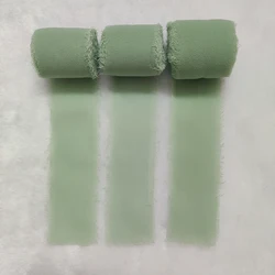 Light Green Handmade Edge Chiffon Ribbon Set for Elegant Crafts & Decor (Light green)