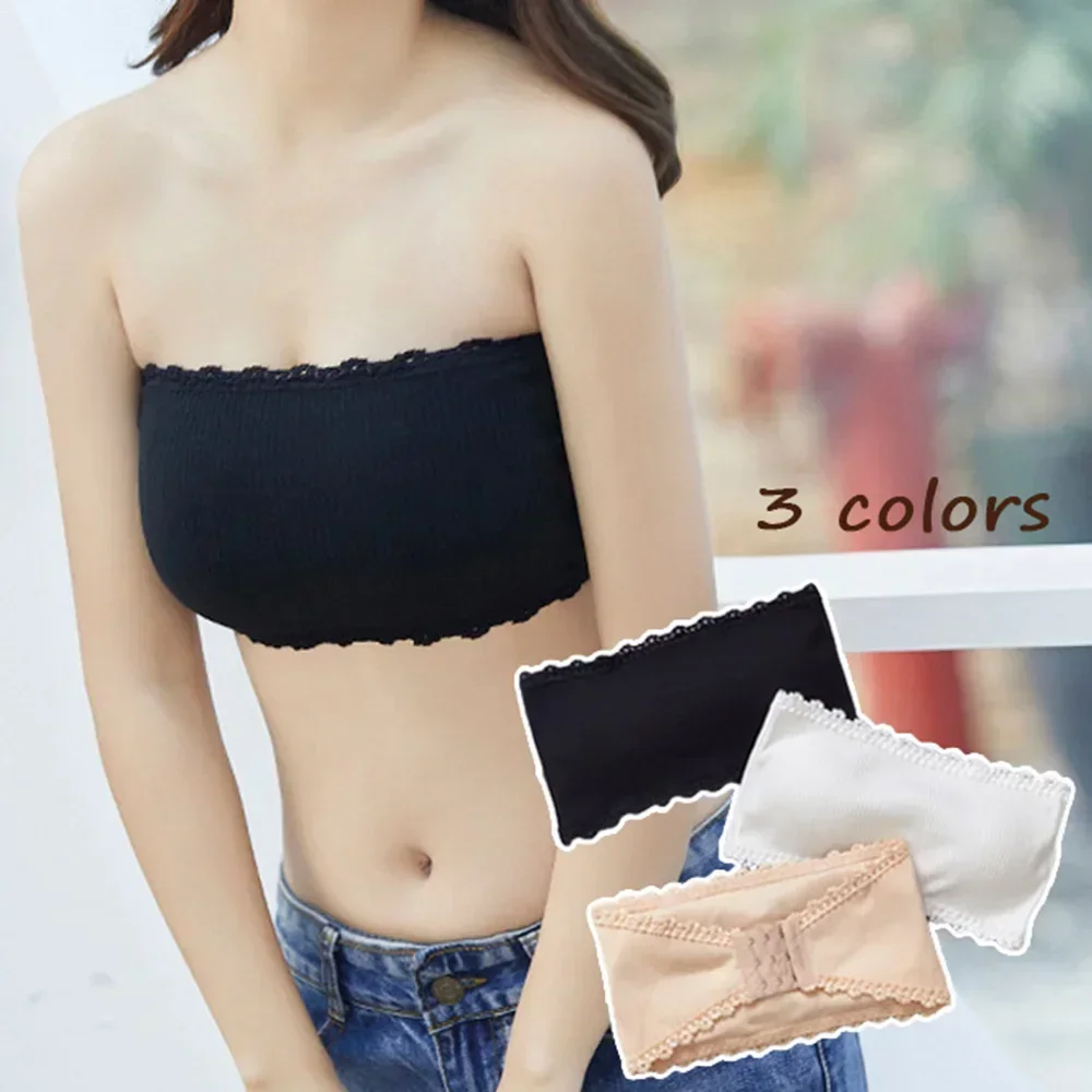 Invisible Strapless Bras Women'S Solid Color Wrapped Chest Sexy Tube Top Underwear Female Beautiful Tank Top Seamless Crop Top - Image 3