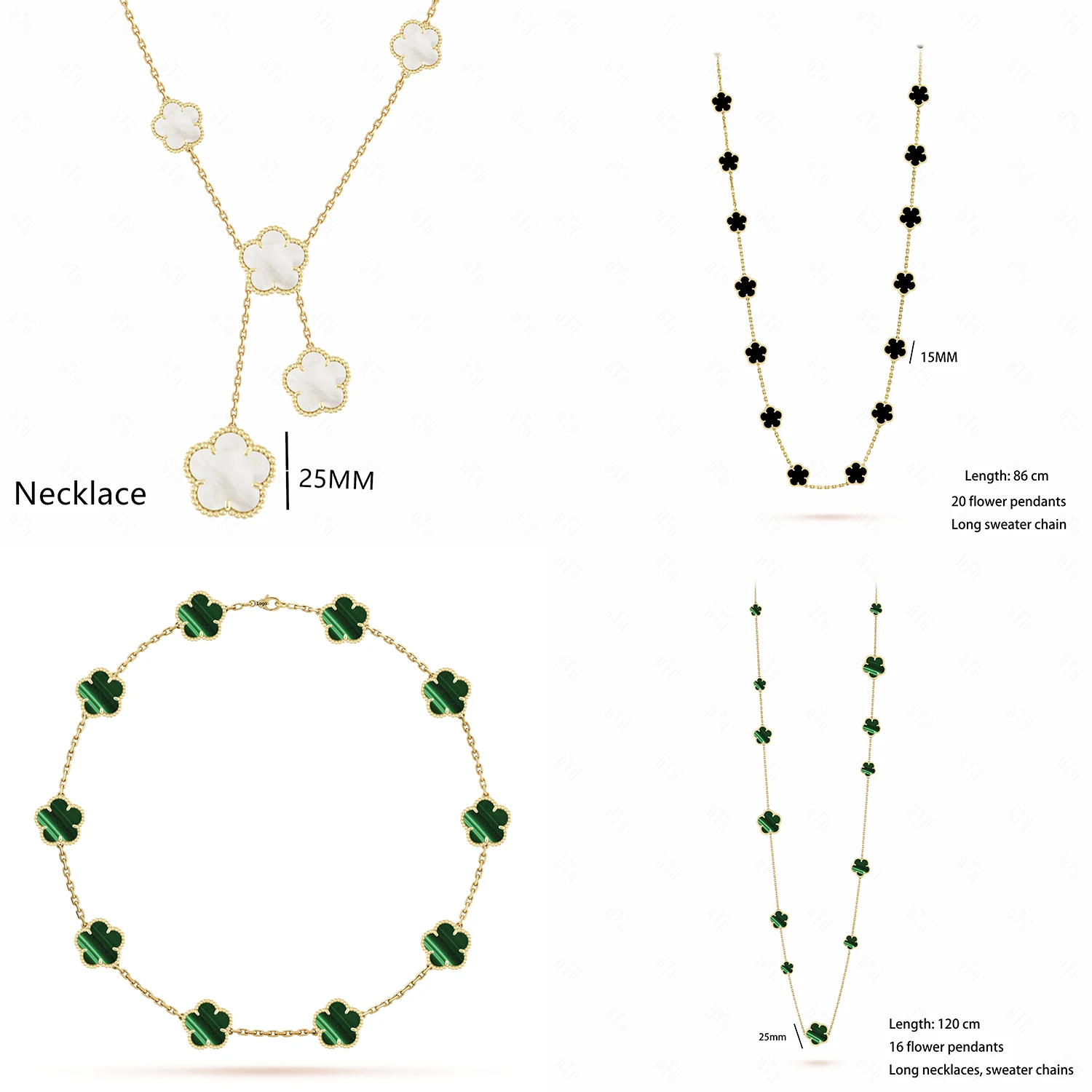 

Natural Gem Four-Leaf Clover / Five-Leaf Flower Necklace Simple White Shell Sweater Chain For Women Party Jewelry Daily Wear