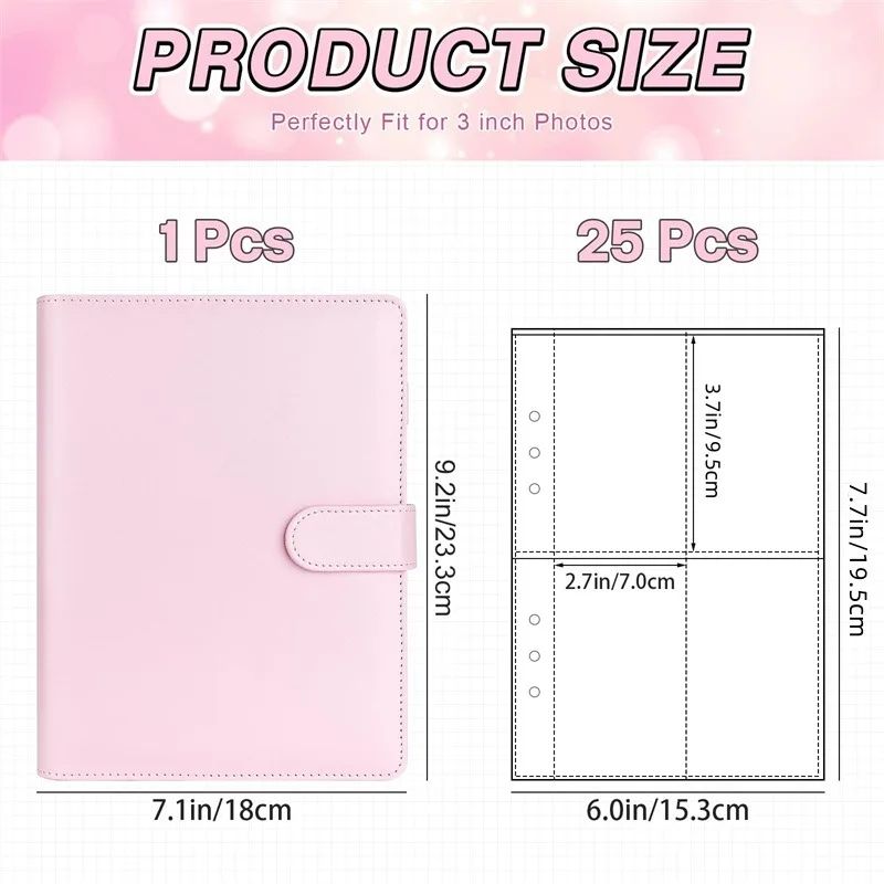 Kpop Photocard Binder A5 25 pages 4-Pocket Card Collector Album 200 Card Slots PU Leather Cover Organizing Cards