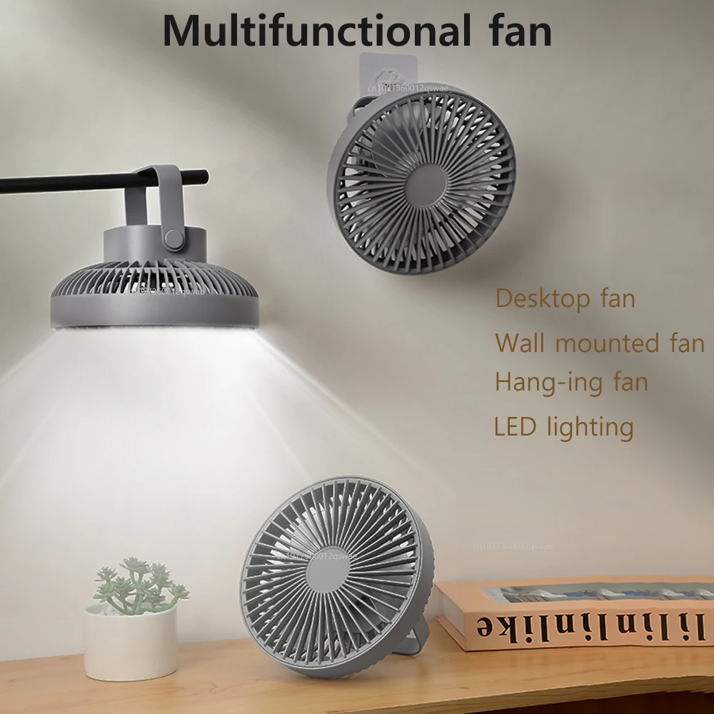 Portable Desk Fan with 3-Speed Settings and Rechargeable Light