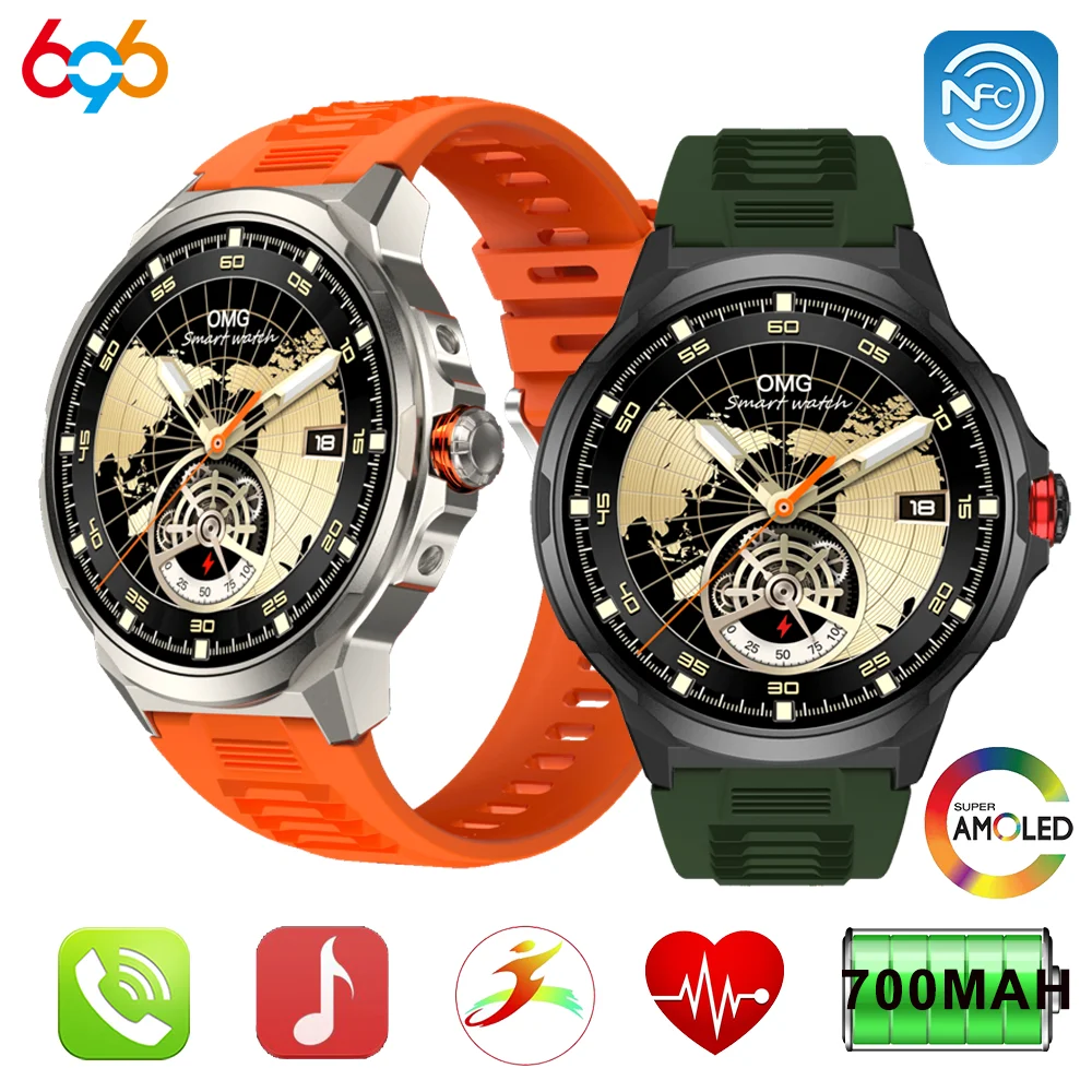 

Уличные мужские и женские модные умные часы с синими зубьями и экраном AMOLED 1,93 дюйма, спортивные фитнес-часы с измерением пульса, умные часы для здоровья