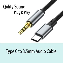 Premium USB - C to 3.5mm Nylon Braided Audio Cable for 3m (C - 3.5mm Aux Cable)