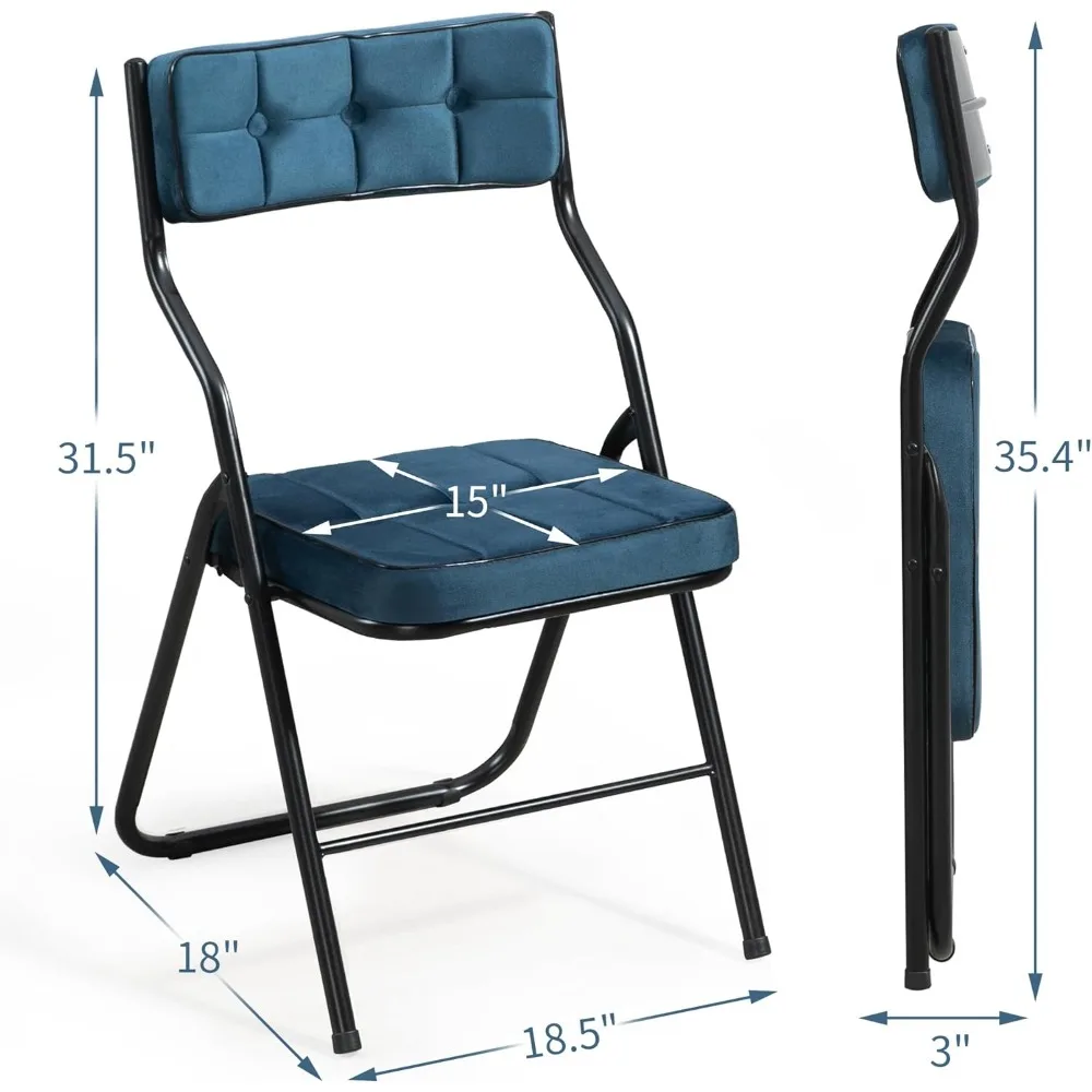 Padded Folding Chairs 4 Pack, Foldable Dining Chair with Cushion, Portable and Assembled Extra Seat for Wedding Party 2