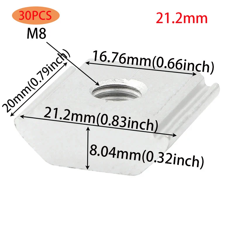 Solar Panel Mounting Set 30pcs 21.2mm 22.3mm 23.7mm Solar Panel Mounting Aluminum Alloy Bracket End Mid Clamp T-Blocks Square Nuts M8 T-Sliding Nut solar panel mounting set solar panel clips