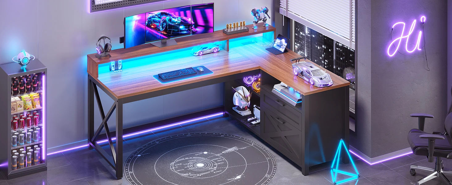 gaming desk l shaped desk corner desk computer desk with drawers
