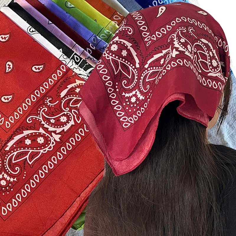 New Fashion Hip Hop Wine Red Hair Scarf Unisex Retro Square Scarves Headwear Bandanna Hair Band Neck Wrist Wrap Band Accessories