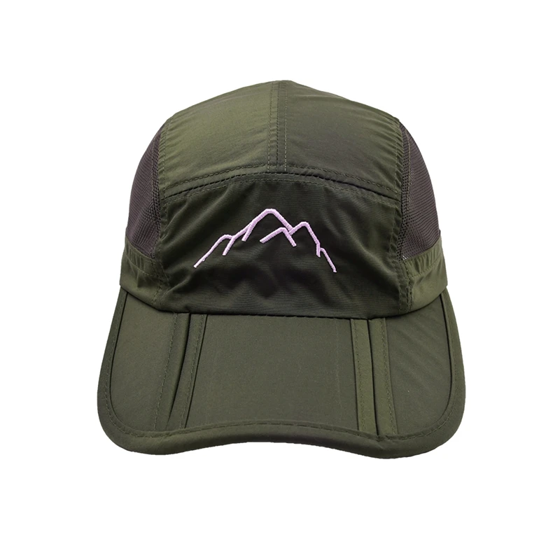 Mountain Embroidery Stripe Foldable Trucker Cap Men Sun Protection Summer Adjustable Men Baseball Cap Dad Hat 5