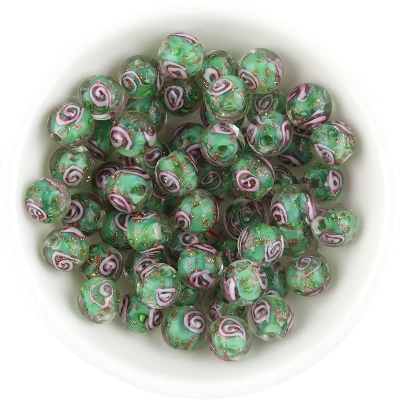 10 Stück 8 mm bunte Lampwork-Blumen-Glasperlen, lose Perlen für Schmuckherstellung, Frauen, DIY, Armband, Halskette, Ohrringe, Zubehör – Detail 7
