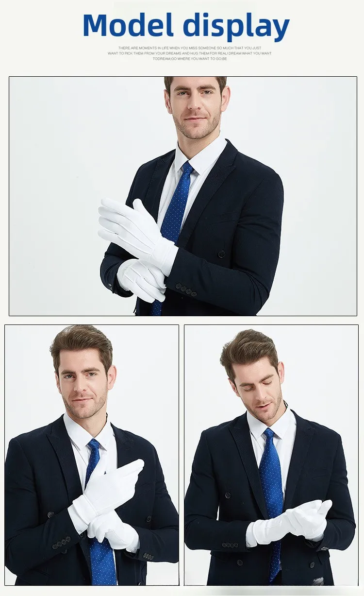 1Pair White Formal Gloves Winter Warm Men Uniform Tuxedo Honor Guard Parade Cosplay Costume Inspection Work Butler Gloves