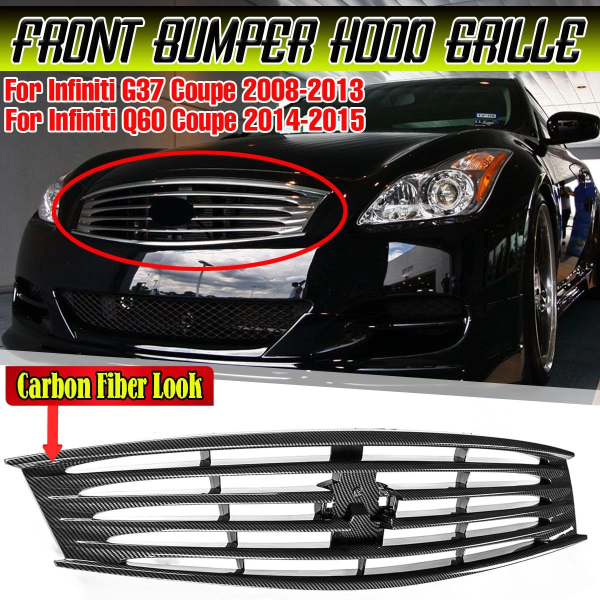New Front Bumper Radiator Grille For Infiniti G37 Coupe 2008-2013 Q60 ...