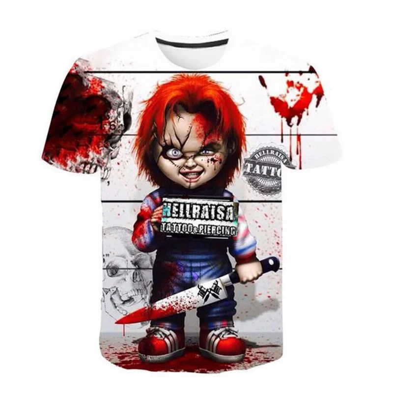 

Horror 3D Chucky Printing T Shirt Movie Child's Play Graphic Tee Shirts Kids Fashion Cool Streetwear Short Sleeves Harajuku Tops