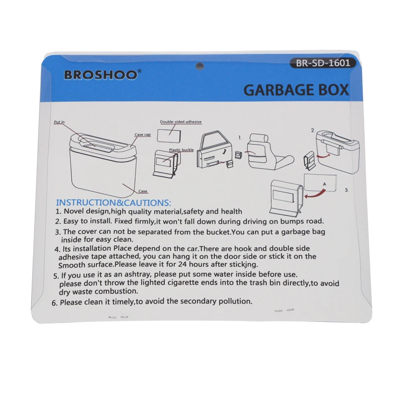 BROSHOO Multifunctional Car Garbage Bucket Hanging Garbage Bucket Paste Type Glove Box Side Loading Car Styling