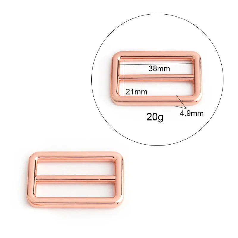 Rose Gold Metal Buckles and Sliders for Straps and Belts - Adjustable Tri Glide Accessory Set (5/10/20pcs)