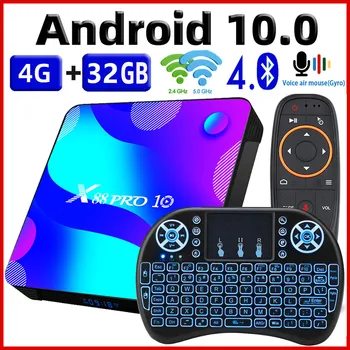 스마트 TV 박스 셋톱 박스, 안드로이드 11, X88 프로 10, RK3318 미디어 플레이어, 4GB RAM, 128GB ROM, 2.4G 및 5.8G 듀얼 와이파이, BT4.0, 3D 유튜브, 4K