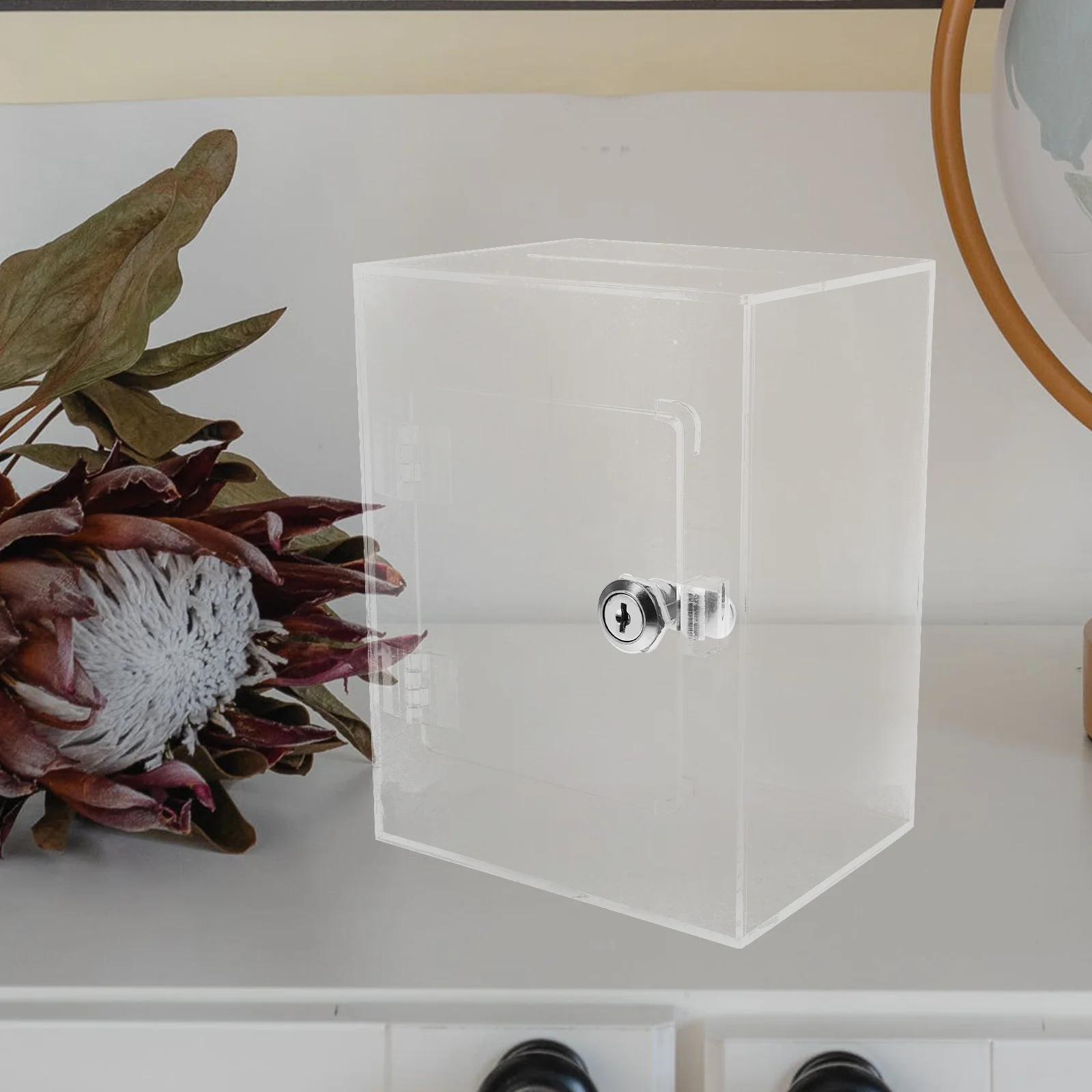 Square Transparent Acrylic Piggy Bank Children Savings Money Jar Lock Glass Key Kids Box Money Boxes Home Decor