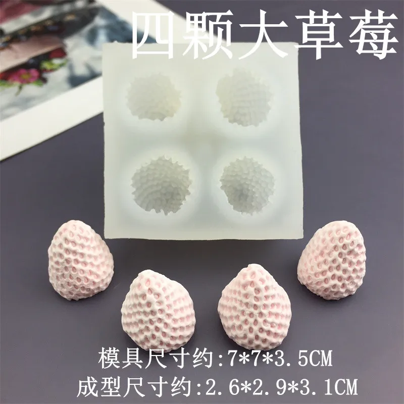 Simulation Strawberry Silicone Candle Mold Handmade 3D/2D Fruits Aromatic Soap Making Supplies Mould DIY mochi squishy toy mould