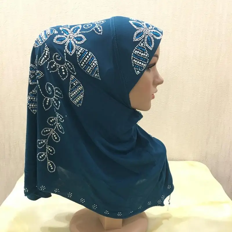 

1Pc Women Crystal Peacock Tail Pattern Head Scarf Arab Hat Malaysia Gauze Kerchief Summer Sun Protection Head Scarf