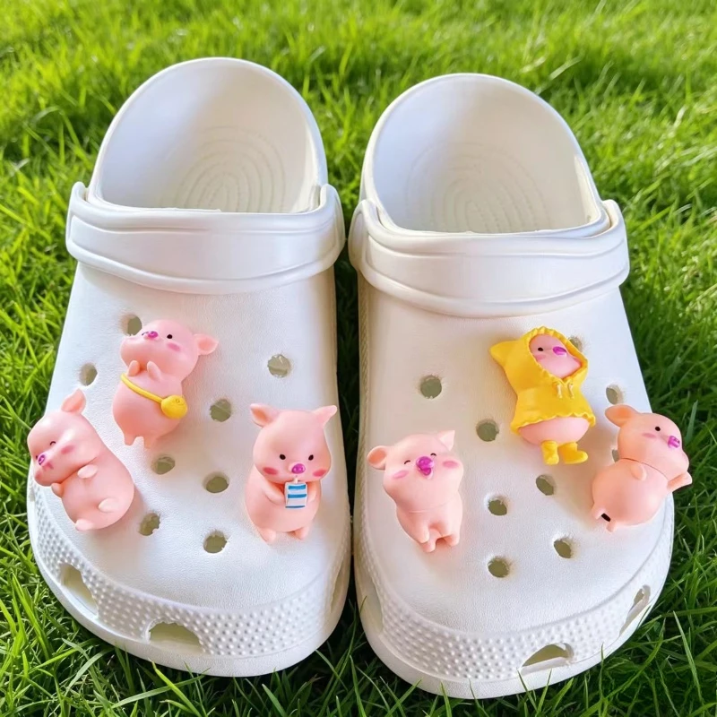 Komplettes Set Bestseller DIY Lochschuh-Charms für 6 Niedliche Kleine Schweine Handgefertigte Charms Designer-Qualität Gartenschuh-Dekoration Mädchengeschenk – Detail 2