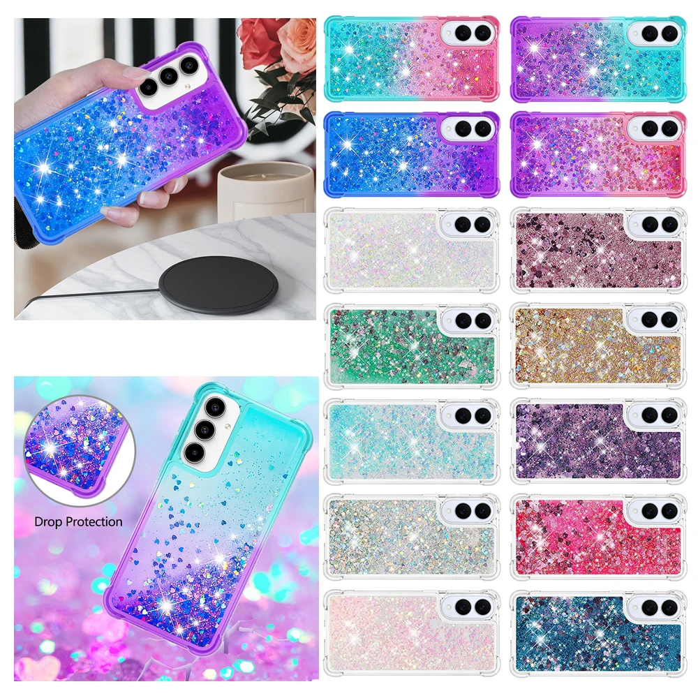 Luxury Bling Glitter Dynamic Quicksand Phone Case with Bumper Back Cover