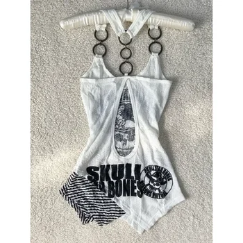 Punk Skull Printed Top Women Summer Y2k Aesthetic Slim Fit Sleeveless Vest Japanese Backless Outerwear Camisole 1