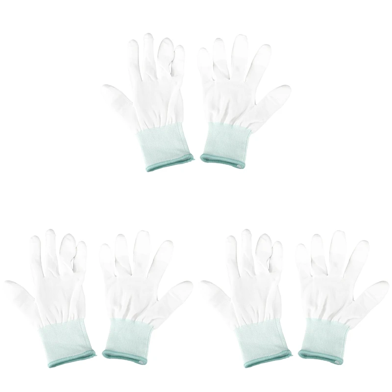 

3 Pair ESD PC Computer Working Anti-Skid Anti Skid Anti-Static White Gloves New