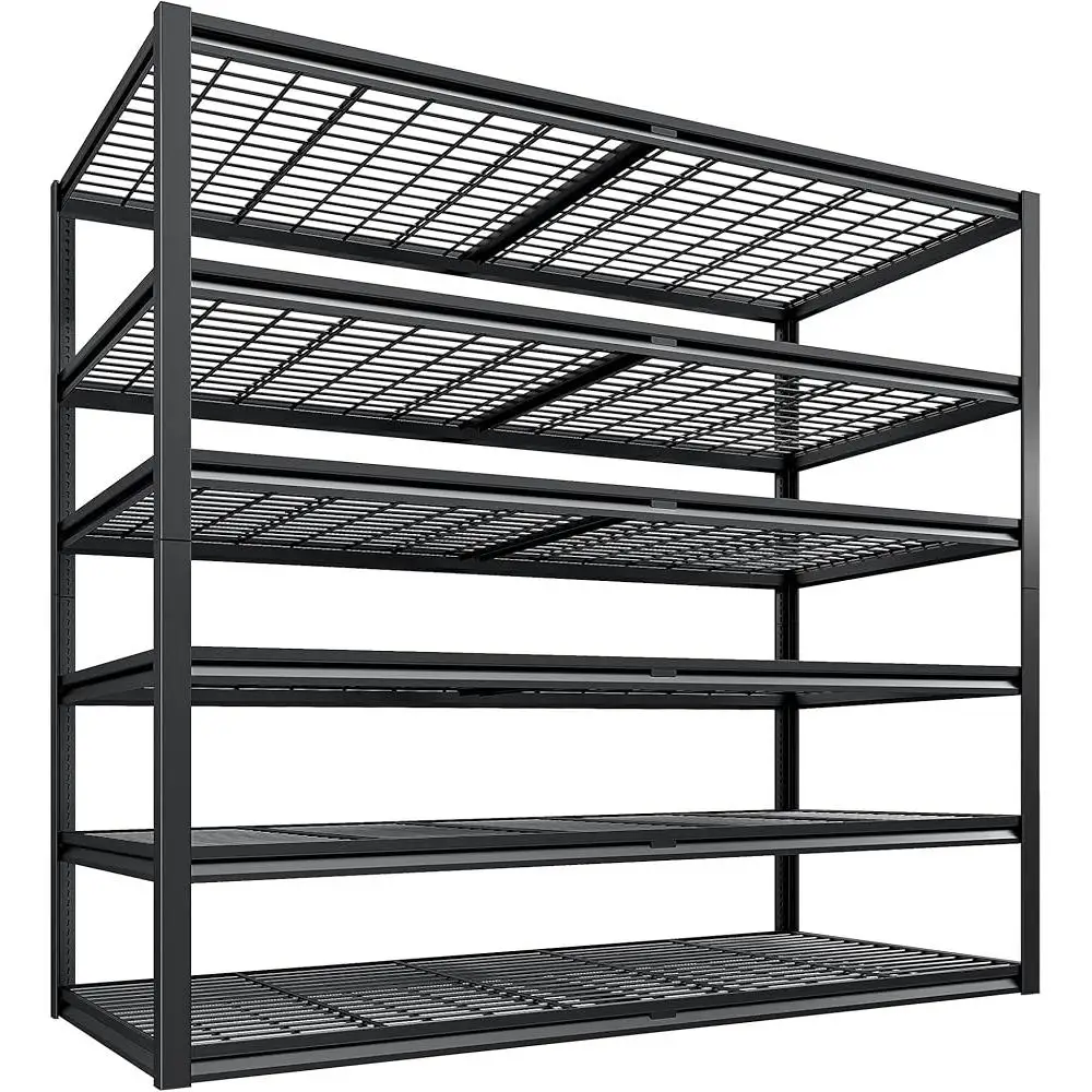 Heavy Duty Garage Shelving 3500LBS Load Capacity 6 Tier Adjustable Metal Storage Rack Industrial Shelves Office Home Gym 2