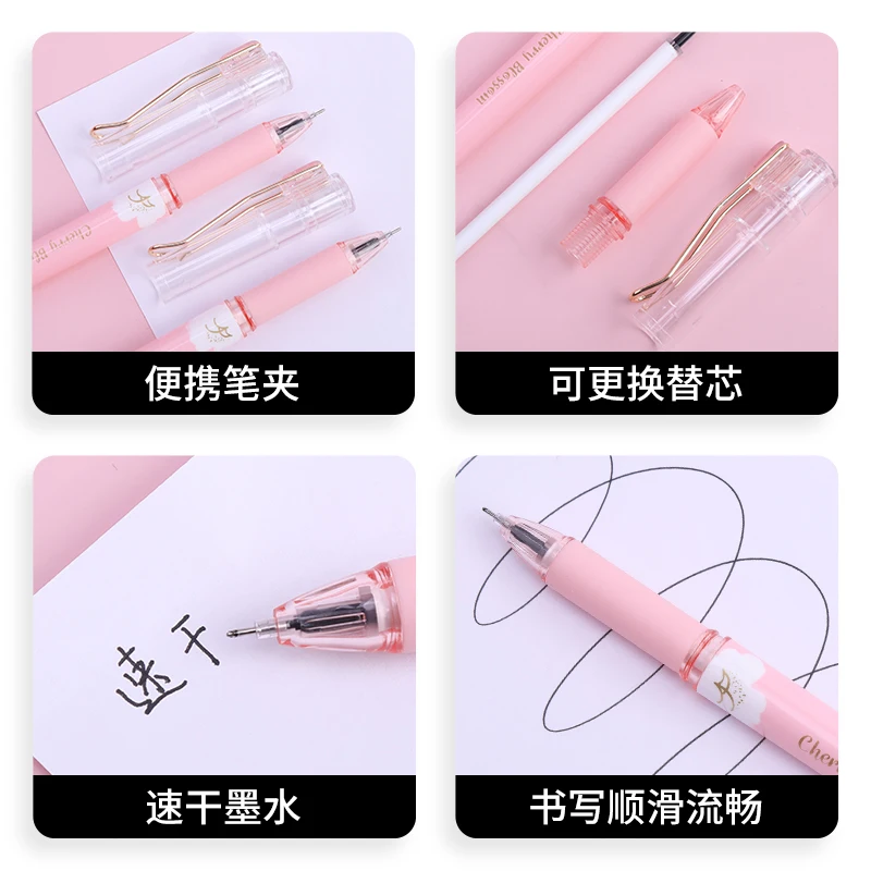 cosas baratas envio gratis kawaii pens school supplies gel pen set Japanese  Pink Cherry Blossom Season 0.5 black Gel Pens - AliExpress