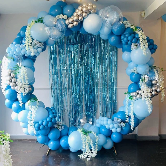 Kit d'arche de ballons bleus, guirxiété, ballons en latex, décor de fête d' anniversaire, baby shower, garçon, mariage, macaron - AliExpress