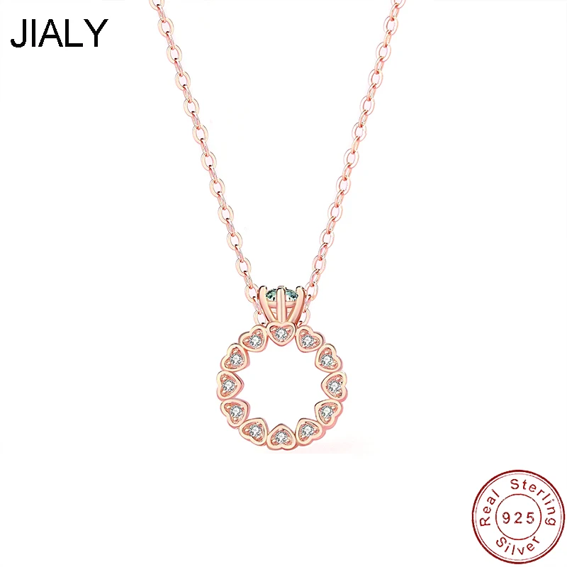 

JIALY AAA CZ Love Circle S925 Sterling Silver Necklace Clavicle Chain For Women Birthday Party Gift Jewelry