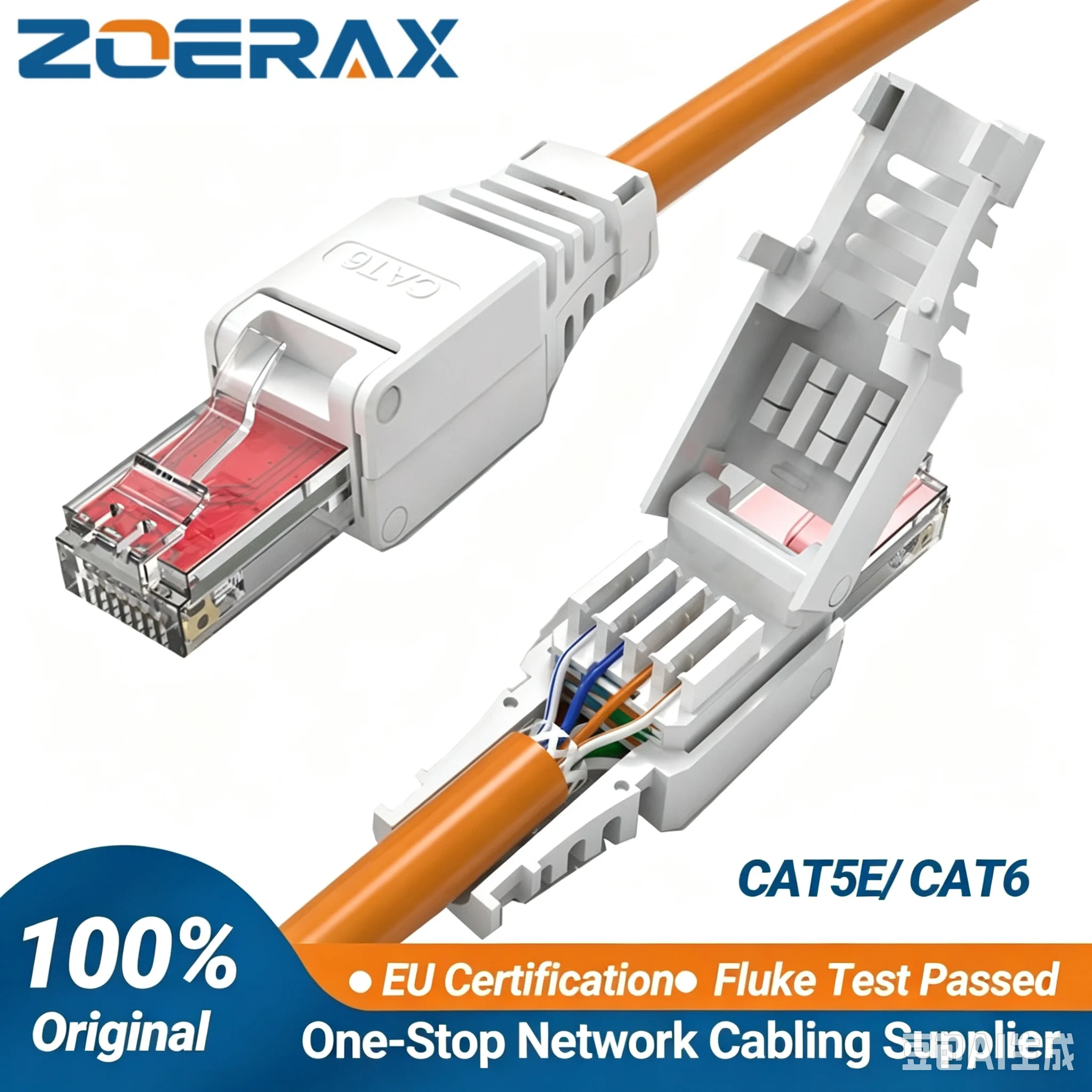 ZoeRax Tool-freier RJ45-CAT6-Stecker, Ethernet-Abschlussstecker, 23 AWG auf 26 AWG Kabel, Internet-Stecker, Installation ohne Werkzeug