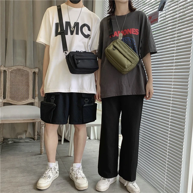 Casual Men Shoulder Messenger Bag Nylon Cell Phone Bag Unisex Crossbody  Pack Travel Waist Pack Male