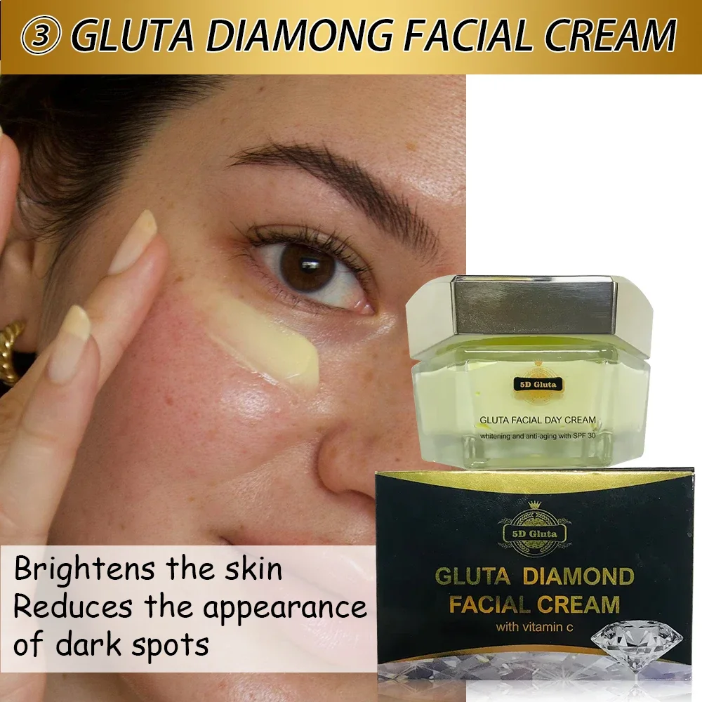 5D Gluta Miracle Super White Set Premium Glutathione Bleaching Booster for African Half Cast Skin Female Body Whitening Sets