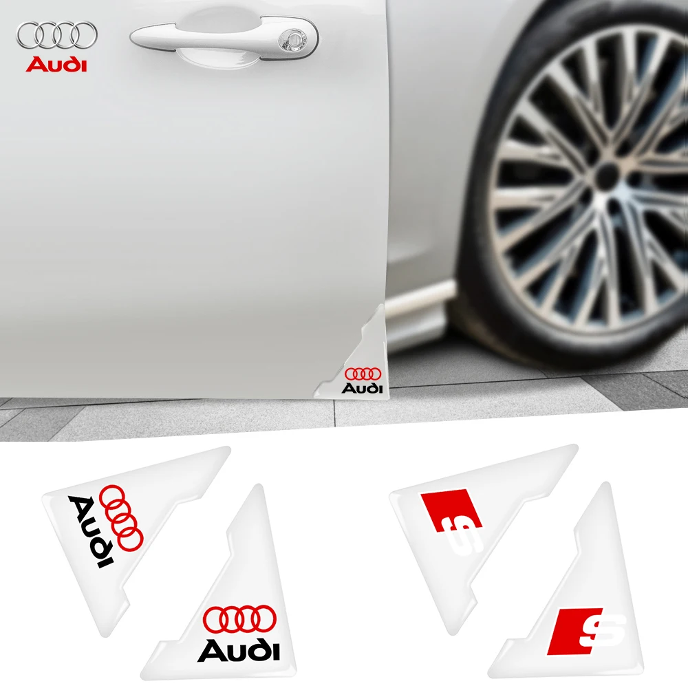 2/4Pcs Car Badge Door Corner Anti-Scratch Protection Cover Stickers Per Audi Sline A4 A5 A7 S4 Rs4 A6 Tt A1 A2 A3 Q1 Q2 Q3 Q5 Q8