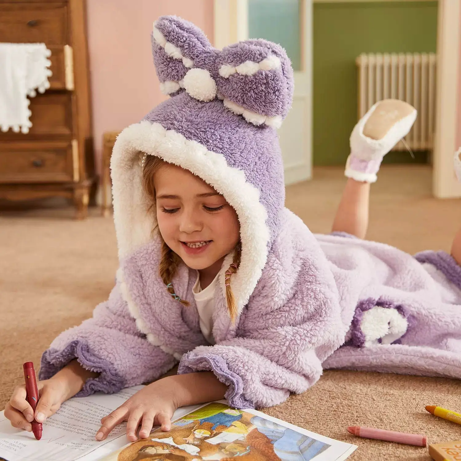 Kids Pajamas Set Flannel Pajamas Child Bathrobe Kids Robe Kids Hooded Robe For Girls Winter
